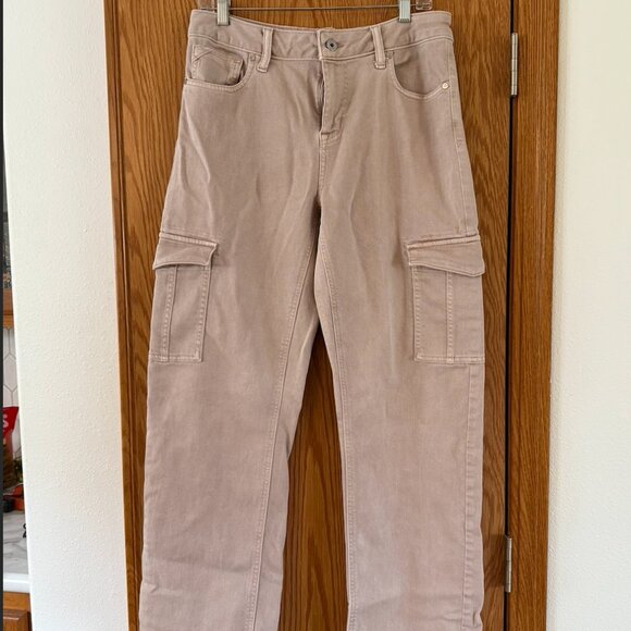 Maurices Edgely Relaxed Boyfriend Straight Mid Rise Cargo Jeans Pink size 10 - Picture 1 of 6